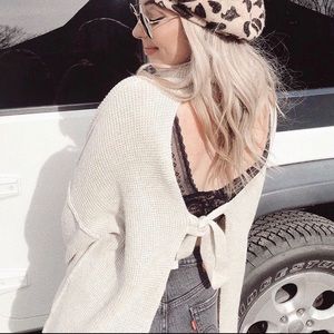 Free People Open back tie turtleneck sweater